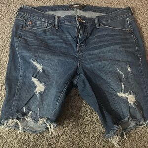Torrid Women's Ripped Blue Jean Shorts distressed